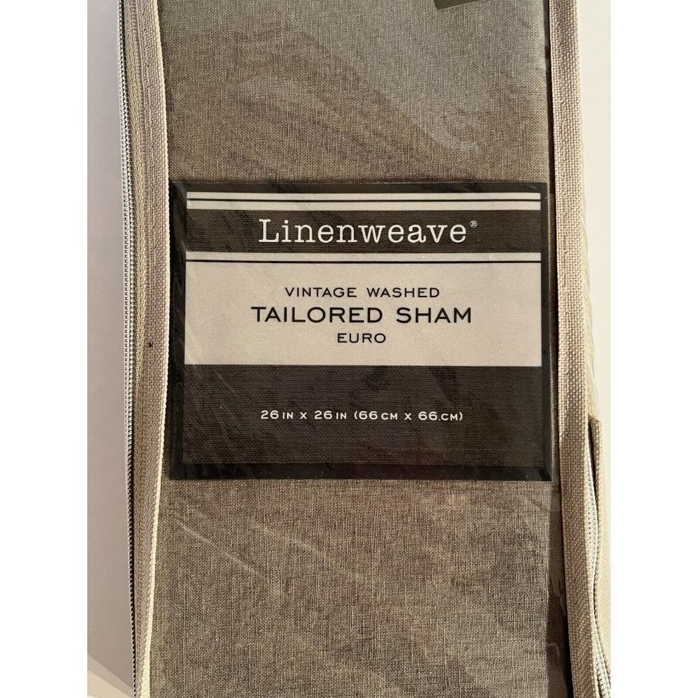 LinenWeave Vintage Washed European Euro Pillow Tailored Sham 26" x 26" Gray NEW